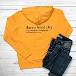 Maglione minimalista con tasca con cappuccio casual stampato "Buona giornata". — foto 2