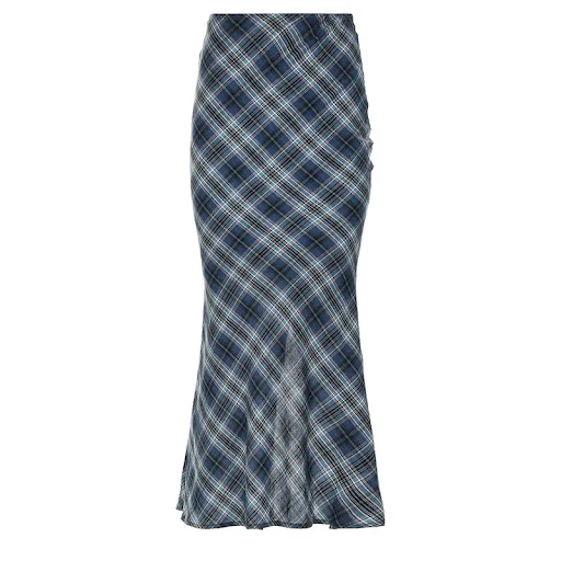 Title 6, Blue Plaid Skirt Temperament Slim-fit Tall-looking