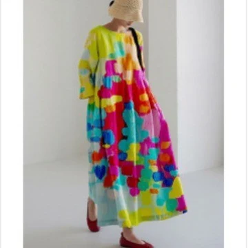 Summer European And American Women's Loose Round Neck Fashion Advanced Long Sleeve 3D Printing Dress — photo 6