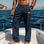 Neue Herren Baumwoll-Leinen-Hose mit geradem Bein und Kordelzug für lässigen Komfort und Atmungsaktivität, ideal für warme Tage. — foto 8