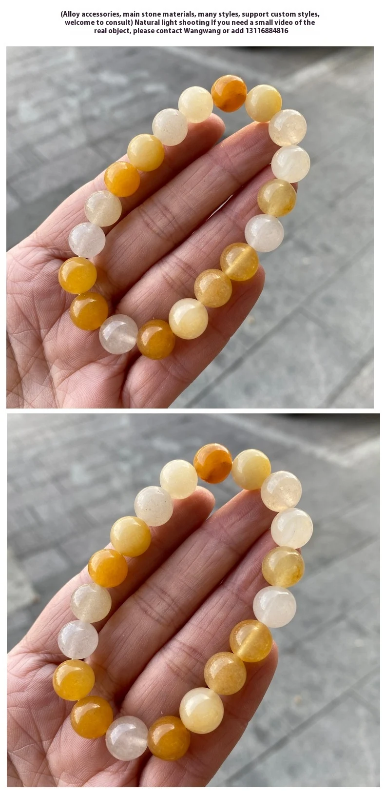 Title 3, Pulseira de contas de pedra Jade Dragão Amarelo...