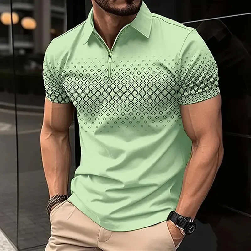 Title 4, Mens Zipper Polo Shirt Casual Short Sleeve Com...