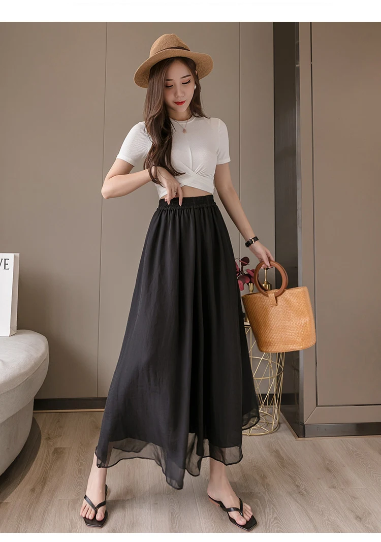 Title 9, Double layer chiffon wide leg nine point hakama...