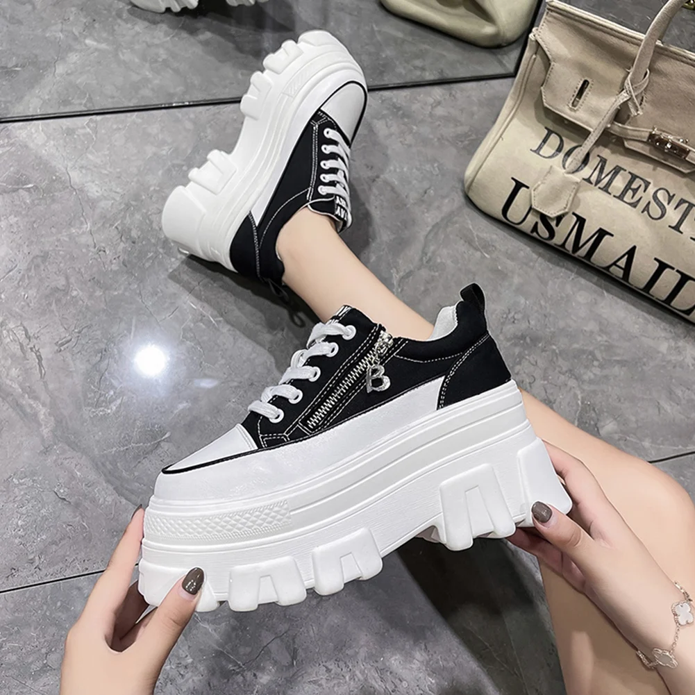 Tênis esportivo casual plataforma feminino com cadarço, malha respirável. Conforto e estilo para atividades diárias e um visual moderno. — foto 1