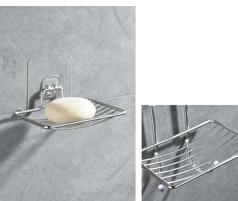 Stainless Steel Wall Mounted Soap Dish Holder, Single or Double Layer, Non-Drilling, Strong Suction Cup, for Bathroom an — photo 3