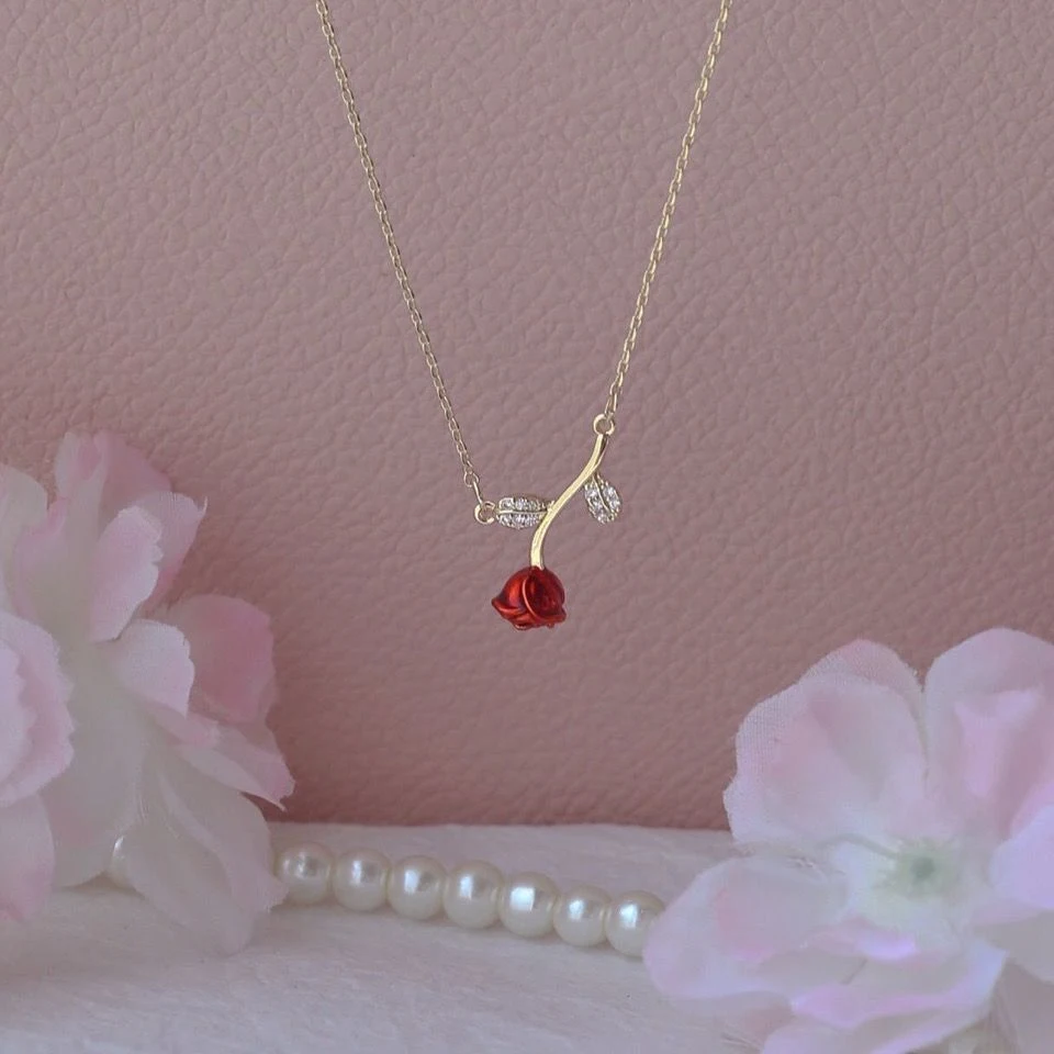 Colar feminino de zircônia rosa retrô francês, requintado e refinado. Adicione graça e sofisticação ao seu visual com este acessório elegante. — foto 5
