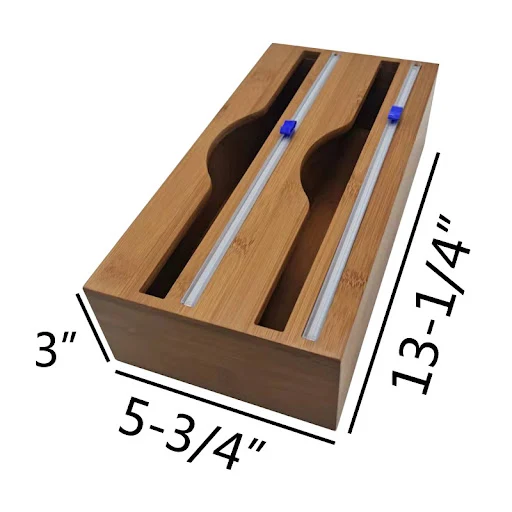 Title 3, Bamboo Cling Film Cutter Box for Kitchen Use, E...