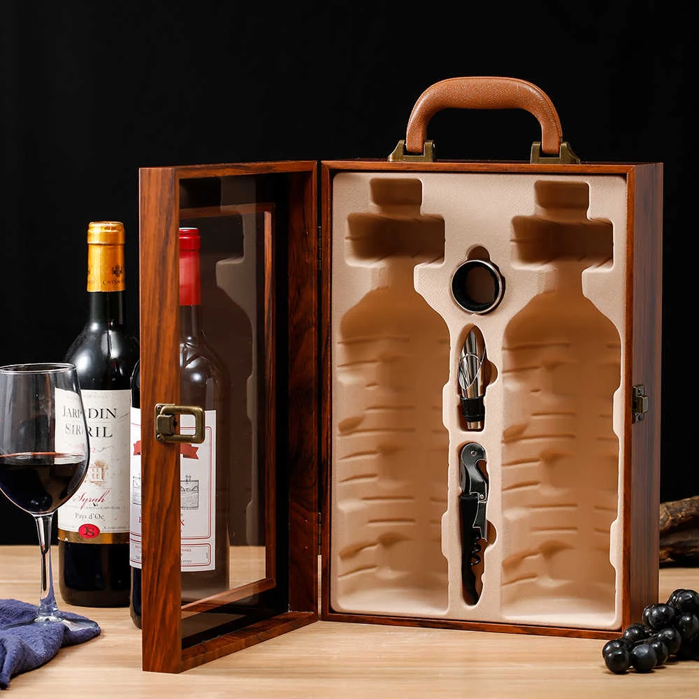 Wooden Box Red Wine Package Elegant Gift Box Secure Protection Stylish Presentation Premium Quality Perfect Gift Solutio — photo 2