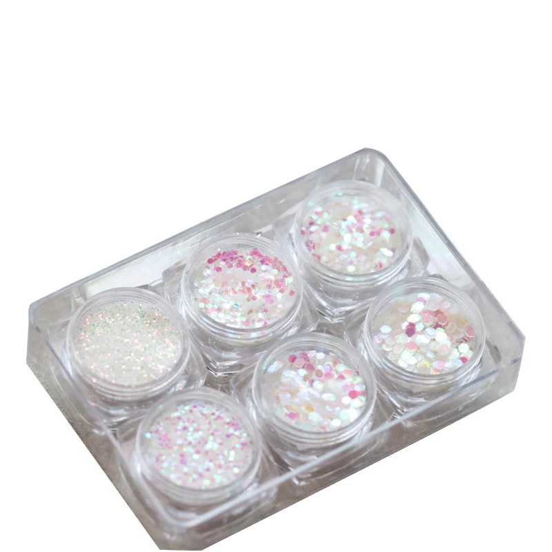 Glitter-sequin sieraden set, gemengd laserpoeder, hoogglans gradiënt nagelkleur poeder en stickers voor schitterende nagels. — foto 5