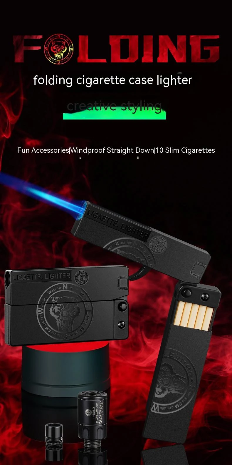 Title 7, Folding Cigarette Case Windproof Lighter Person...