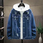 Jaqueta Jeans Masculina Simples Clássica Rasgada, perfeita para um visual casual e moderno com conforto e estilo atemporal. — foto 3
