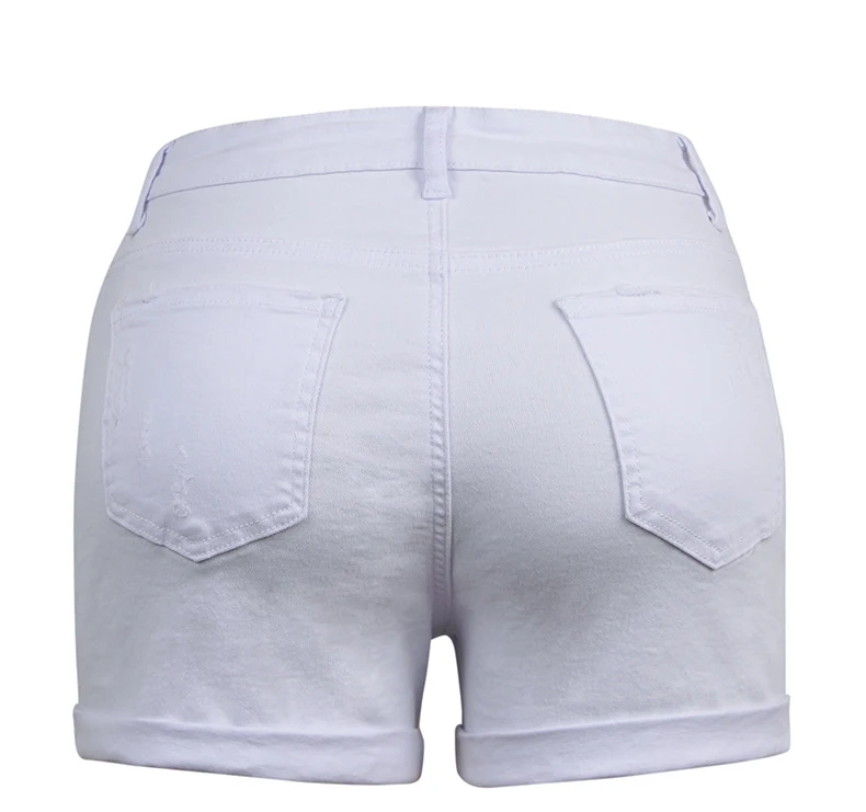 Title 2, Elastische dames denim shorts met gaten en omge...