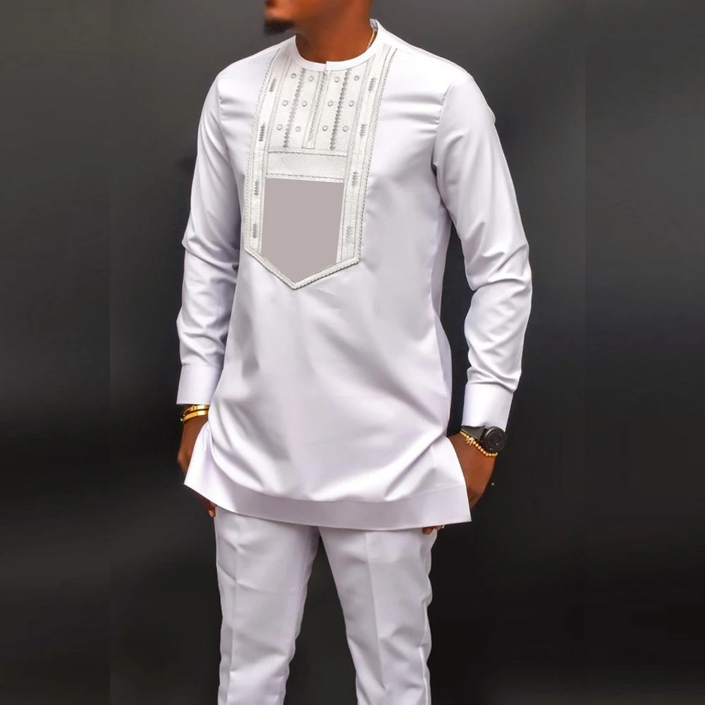 Embroidered Crew Neck Solid Color Two-piece Set. Comfortable and stylish for everyday wear. Perfect for a modern and ele — photo 7