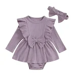 Babykleidung Langarm Sonnenstreifen Minirock Kleider für Babys schützen vor Sonne und sind bequem zu tragen. — foto 1