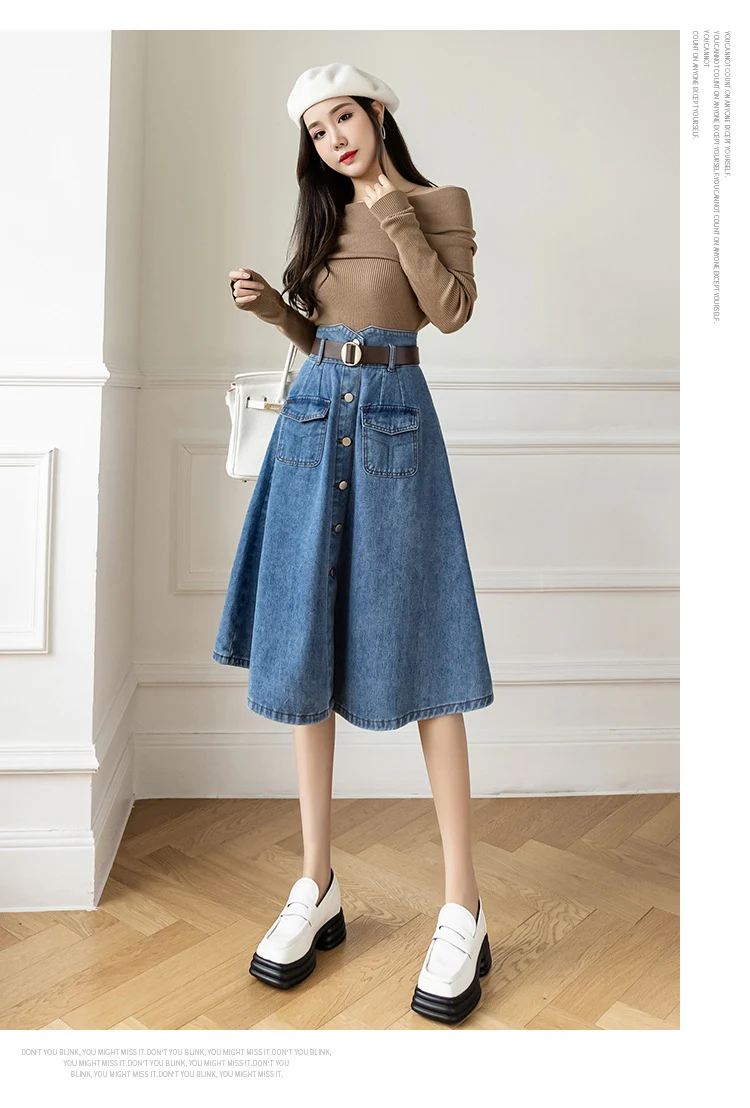 Title 9, Nova Saia Jeans Fashion para Mulheres Conforto ...