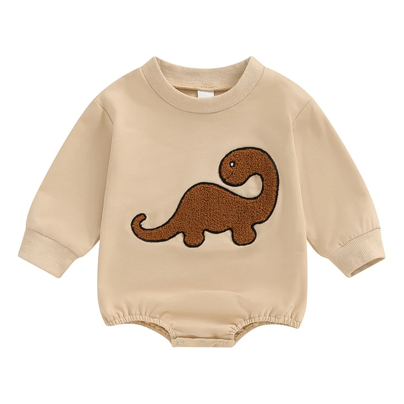Macacão longo triangular com bordado de dinossauro para bebê. Conforto e estilo em uma peça. Ideal para brincar e explorar o mundo. — foto 12