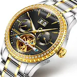 Relógio masculino automático mecânico vazado à prova d'água fashion luminoso de pulso 8731, estilo e precisão. — foto 4
