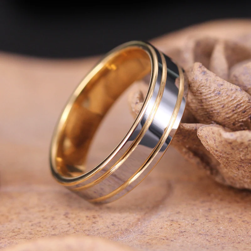 18K Goldener Wolframring für Damen und Herren, Paarringe, extrem widerstandsfähig, stilvoller Schmuck für Paare — foto 5