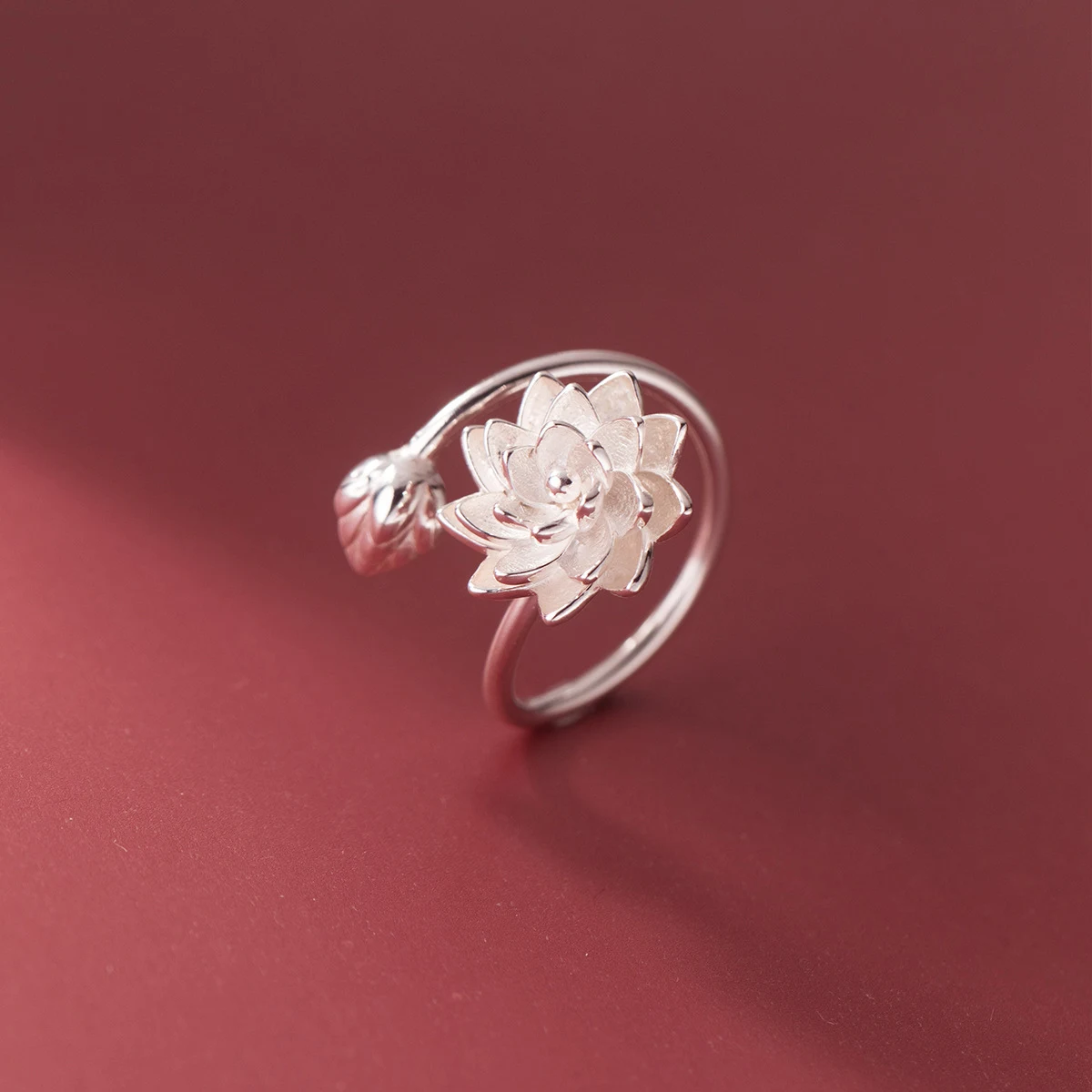 Anel Argent Pur Estilo Chinês Lotus Branco Puro Elegante Ajustável Abertura Joia Feminina Design Clássico — foto 5