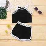 Conjunto esportivo de verão para bebês meninas, fino e de algodão puro. Confortável, casual, com shorts e alcinha. Ideal para o calor. — foto 8