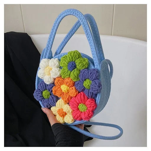 Title 3, Small round trendy cotton string shoulder messe...