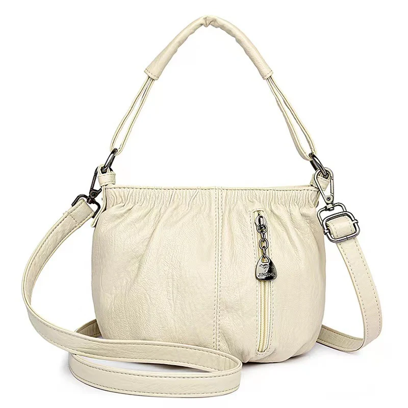 Bolsa feminina estilo balde com design plissado retrô, versátil e fashion. Bolsa de ombro e mensageiro para combinar com tudo. — foto 4