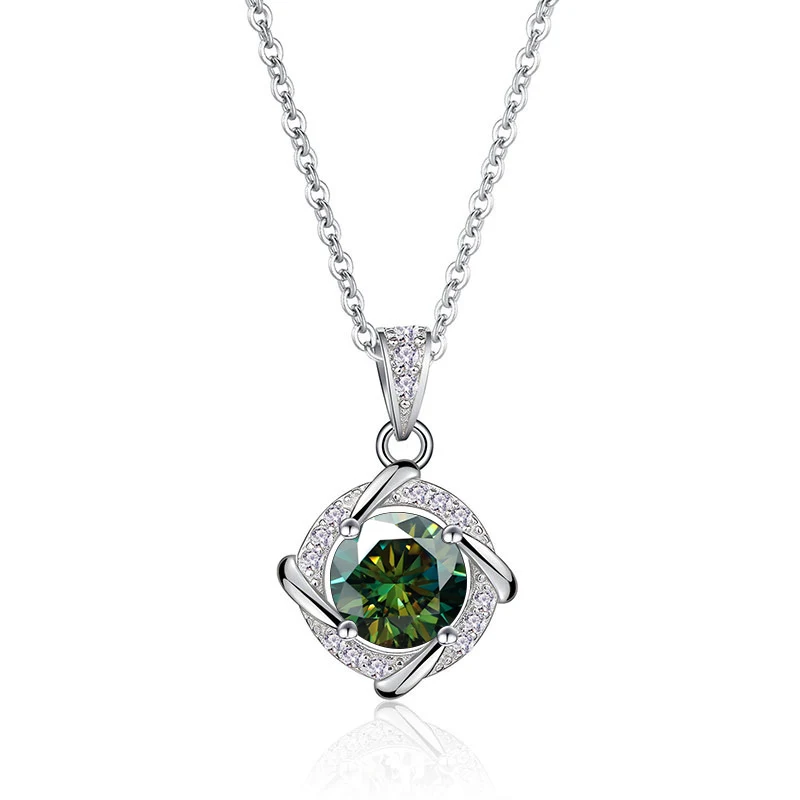 Colar de prata esterlina com moissanita azul verde de 1 quilate, um toque de sofisticação e brilho deslumbrante para realçar sua beleza. — foto 14