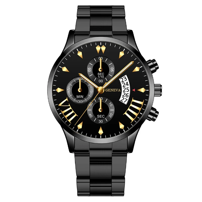 Title 1, Mens quartz watch with steel band and calendar...