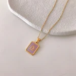 Colar com placa quadrada de runas das doze constelações coloridas, um acessório estiloso que expressa seu signo do zodíaco e personalidade. — foto 10