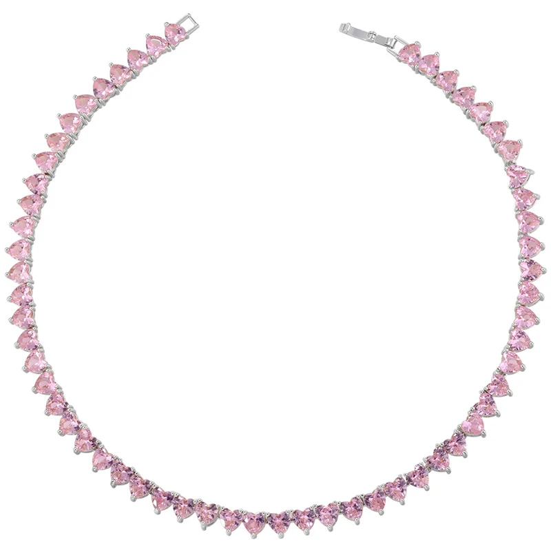 Pulseira e colar de coração de pêssego com diamantes micro-incrustados, em formato de amor, ideal para presentes românticos e especiais. — foto 2