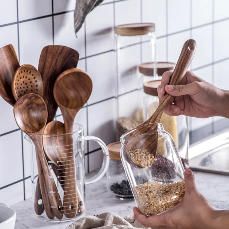 Solid Wood Household Non-stick Pan and Wooden Spatula Set, perfect for healthy cooking, easy cleaning, and durable use i — photo 4