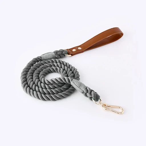 Title 24, Cotton Rope Woven Leather Dog Leash Collar Set ...