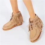 Vintage rivet tassel booties for women provide a unique and stylish look. These booties are perfect for everyday wear an — photo 6