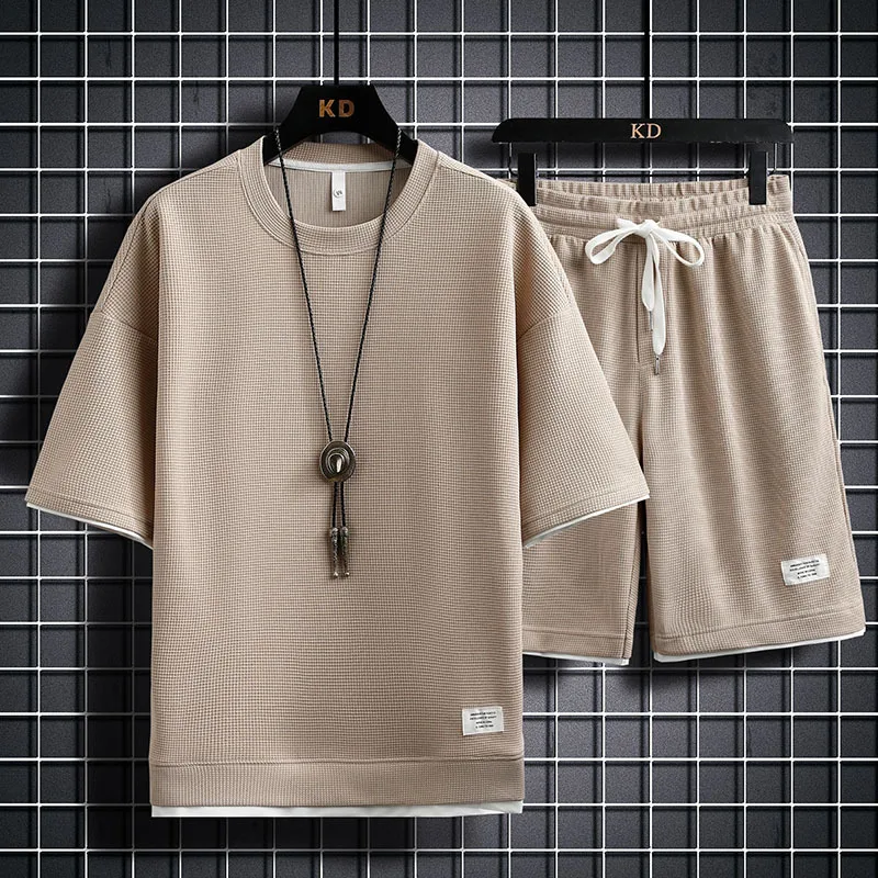 Men's Fashion Simple Short Sleeve T-Shirt Two Piece Set Comfortable and Stylish Summer Outfit Casual Wear Easy to Mix an — photo 6