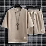 Men's Fashion Simple Short Sleeve T-Shirt Two Piece Set Comfortable and Stylish Summer Outfit Casual Wear Easy to Mix an — photo 6