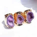 Anel com furo de cristal natural de ágata, fatia de pedra bruta. Perfeito para joias, artesanato, decoração e conexão com a natureza. — foto 5