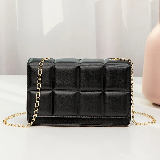 Title 4, Plaid Embossed Small Square Bag Solid Color Tas...