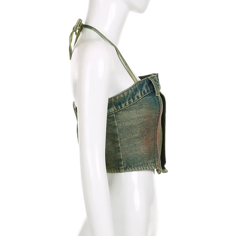Title 9, Washed tie-dyed zipper button tight irregular o...