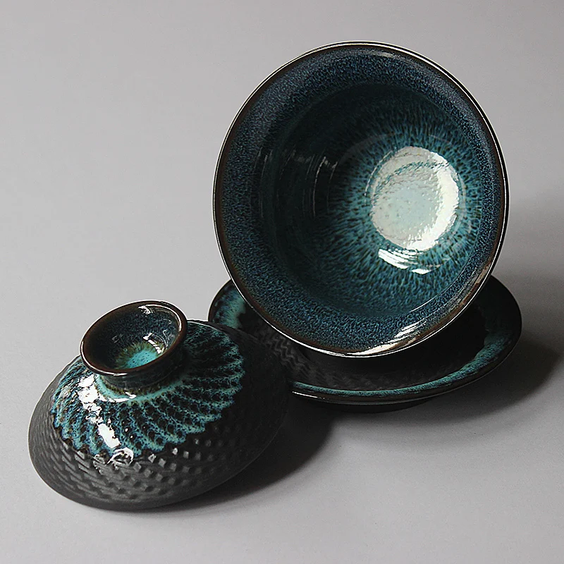 Tianmu Glaze Kiln Changed Gaiwan for Kungfu Tea. Retro ceramic teaware designed for authentic tea making and enjoyment. — photo 4