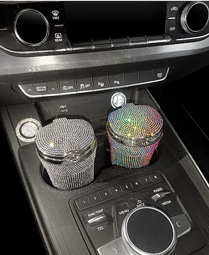 Title 9, Creative Covered Diamond Inlaid Car Ashtray. Ke...