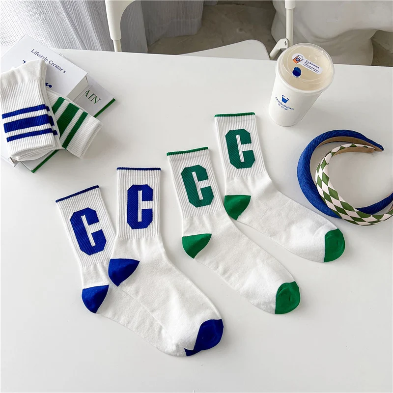 Title 4, Fashion Letters Socks Womens Mid-calf Length Sock