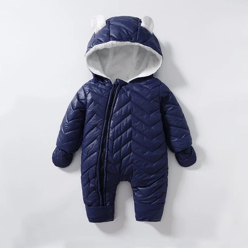 Macacão para bebê de algodão, acolchoado, forrado com fleece, à prova de vento, ideal para manter o bebê aquecido e protegido. — foto 3