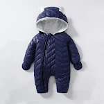 Macacão para bebê de algodão, acolchoado, forrado com fleece, à prova de vento, ideal para manter o bebê aquecido e protegido. — foto 3