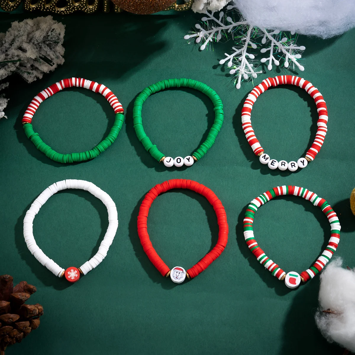 Nouveau Bracelet de Noël en Argile Polymère Émaillée pour Femme Bijou Coloré Élégant pour Cadeaux de Fêtes Design Unique et Tendance — photo 1