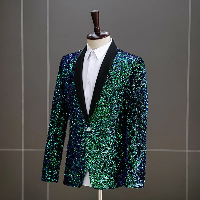 Title 3, Mens Colorful Sequin Fashion Coat, make a stat...