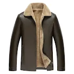 Jaqueta de couro masculina casual com gola polo, forro de lã e espessura, ideal para aquecer com estilo no inverno. — foto 6