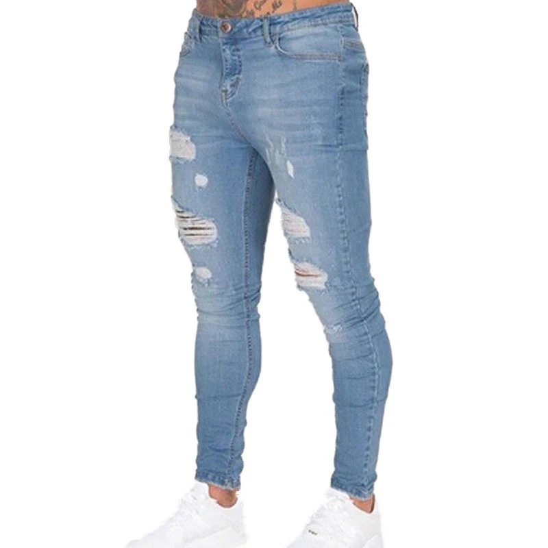 Nieuwe ripped jeans in Europese en Amerikaanse stijl met hoge taille en slim fit. Perfect voor een slank en modieus silhouet. — foto 4