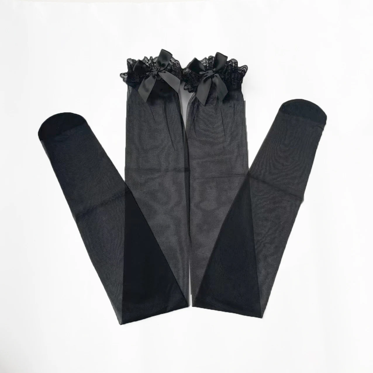 Calcetines largos con lazo de encaje simple de moda para mujer — foto 1