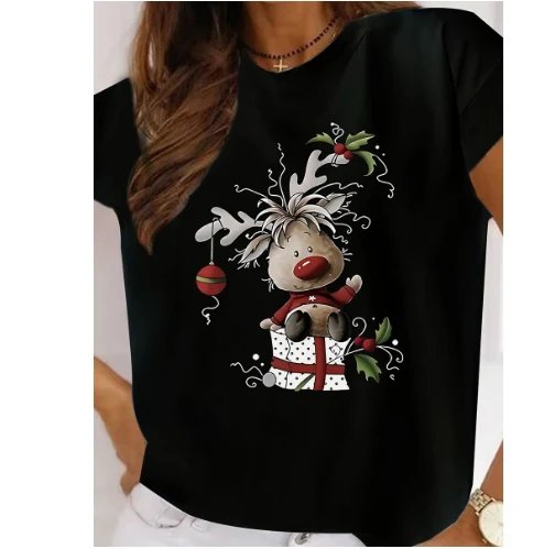 Title 4, Cartoon Christmas Pattern Womens Printed Plus ...