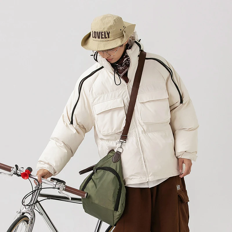 Title 3, Oversized hooded cotton-padded jacket for coupl...